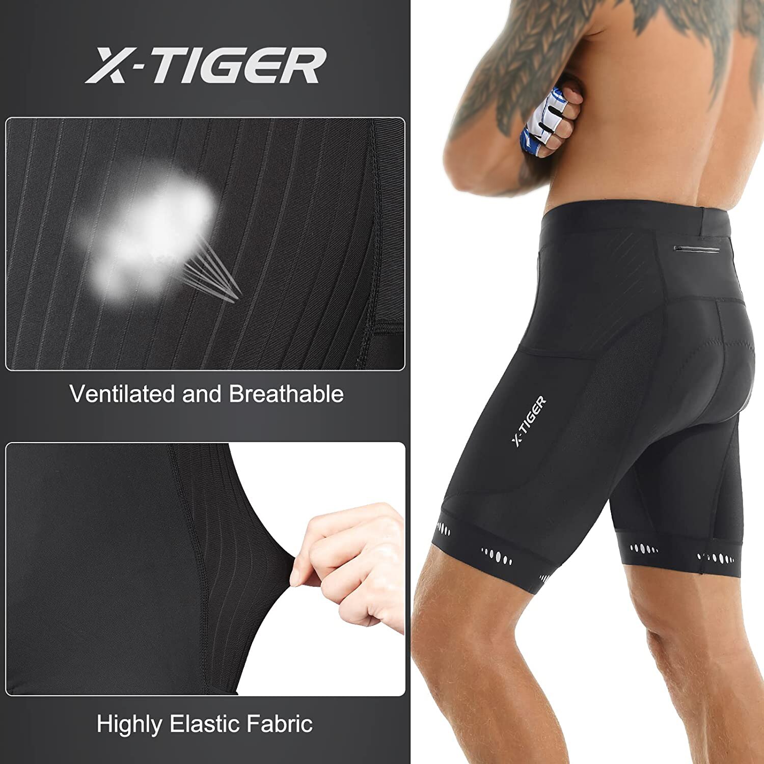 X-TIGER Men Cycling Shorts wit - Cycling Commuter Pants 评论和价格
